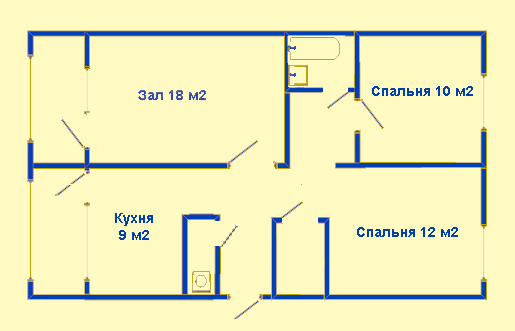 Схема 3-кв. 106 серии